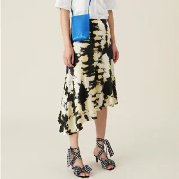 Ganni Dresses & Skirts - NWT GANNI Rare High-waisted Asymmetrical Tie-Dye Effect Silk Skirt Size 4/EU 36